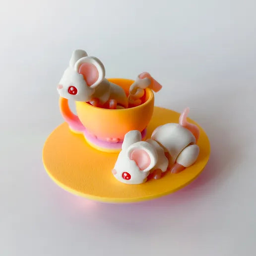 Mouse Flexi and  Yellow Tea Set - MR SOFT ART STORE
