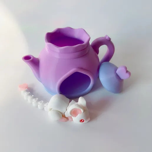 Mouse Flexi and  Purple Tea Set - MR SOFT ART STORE