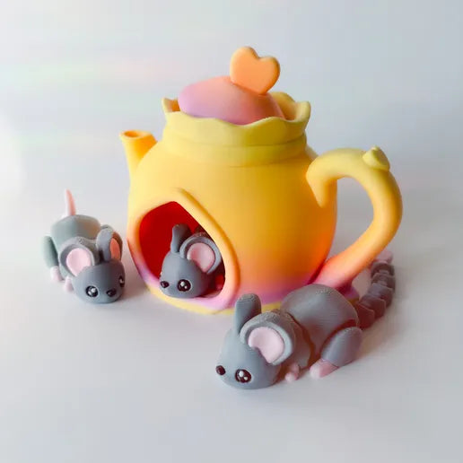 Mouse Flexi and  Yellow Tea Set - MR SOFT ART STORE