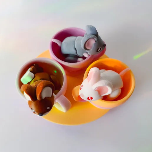 Mouse Flexi and  Purple Tea Set - MR SOFT ART STORE