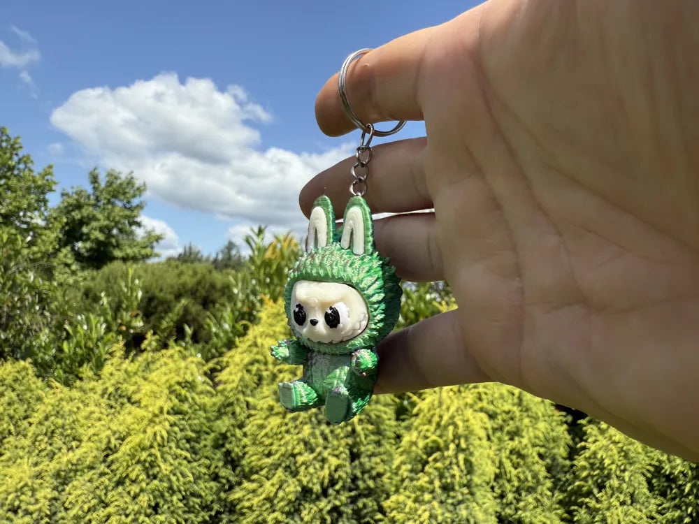 Adorable Fluffy Monster / Cute Bunny Creature 3D Printed Keychain Charm - MR SOFT ART STORE