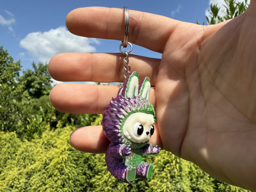 Adorable Fluffy Monster / Cute Bunny Creature 3D Printed Keychain Charm - MR SOFT ART STORE