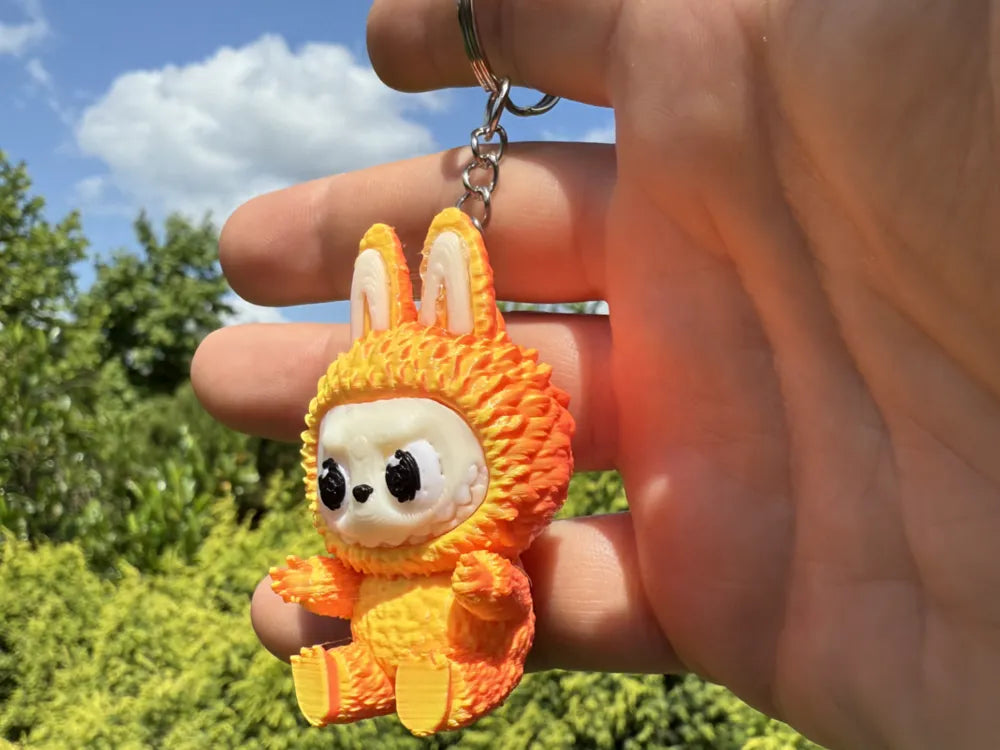 Adorable Fluffy Monster / Cute Bunny Creature 3D Printed Keychain Charm - MR SOFT ART STORE