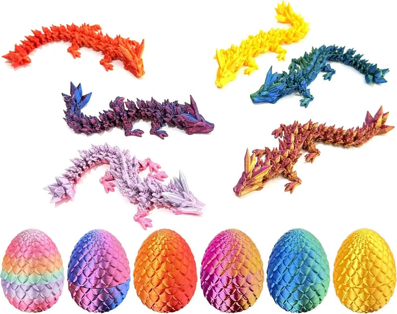 6 Pcs 3D Printed Dragon Eggs with Dragon Inside Mystery Articulated Dragon Fidget Home Office Decor Executive Desk Gifts Unique Collectibles for Any Occasion - MR SOFT ART STORE