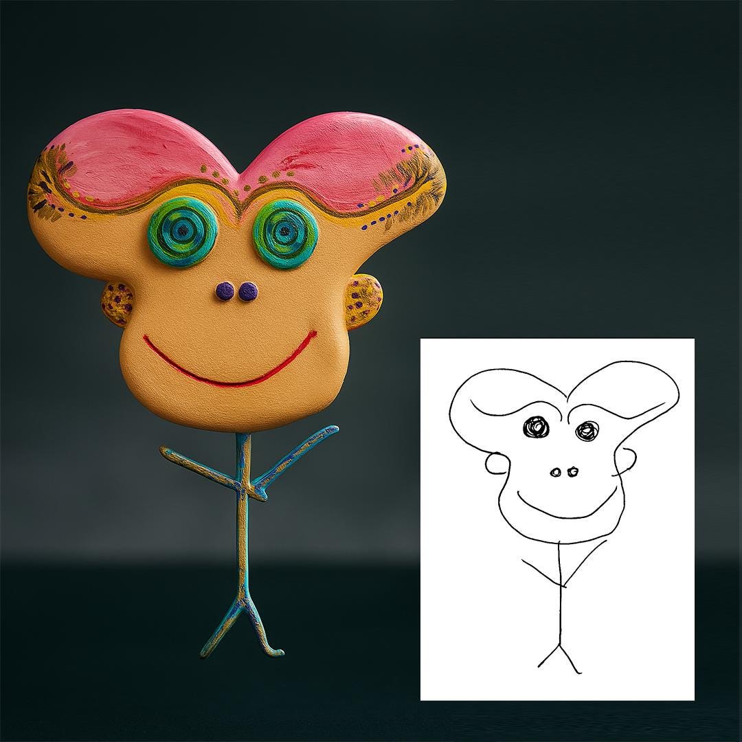 Custom 3D Printed Child Art: Unique Hand-Painted Gift