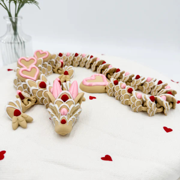 Sugar Cookie Heart Dragon Articulating Figurine 12 inches - MR SOFT ART STORE