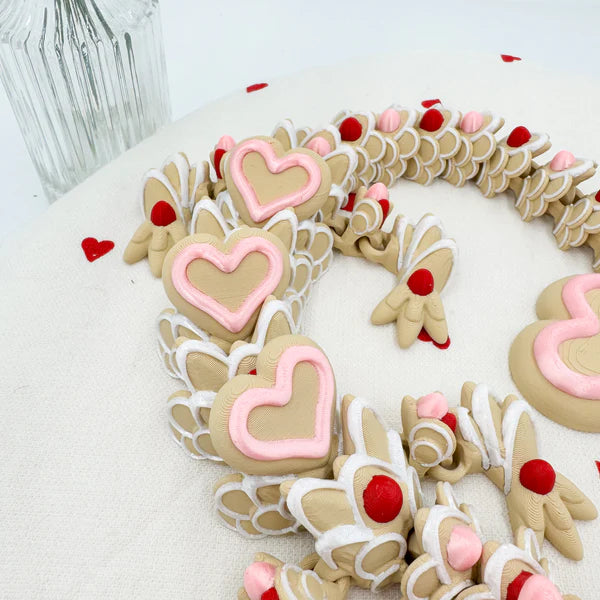 Sugar Cookie Heart Dragon Articulating Figurine 12 inches - MR SOFT ART STORE