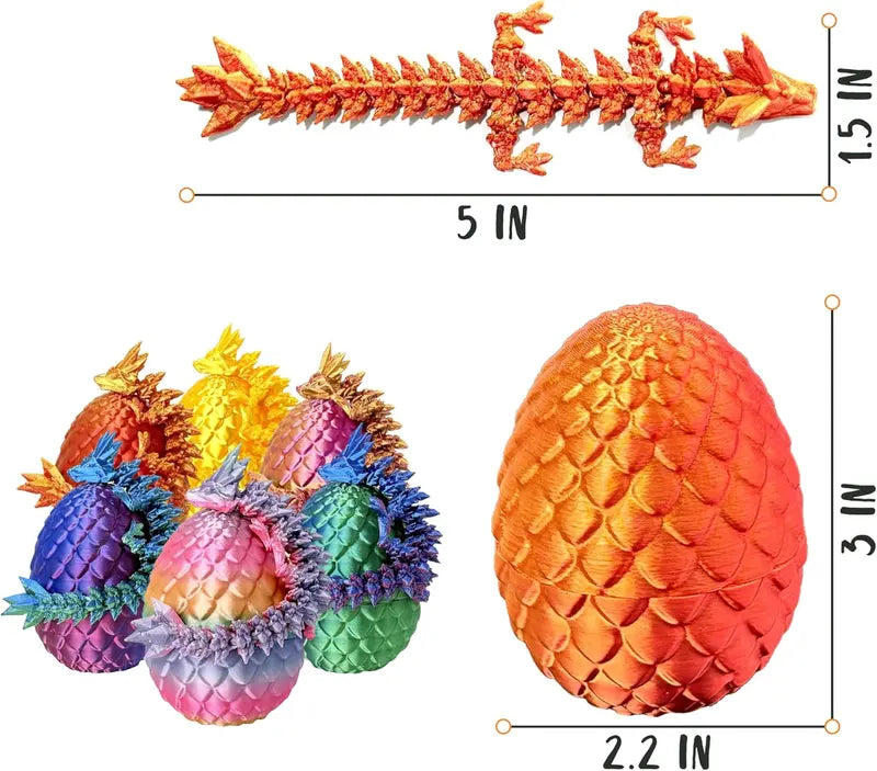 6 Pcs 3D Printed Dragon Eggs with Dragon Inside Mystery Articulated Dragon Fidget Home Office Decor Executive Desk Gifts Unique Collectibles for Any Occasion - MR SOFT ART STORE