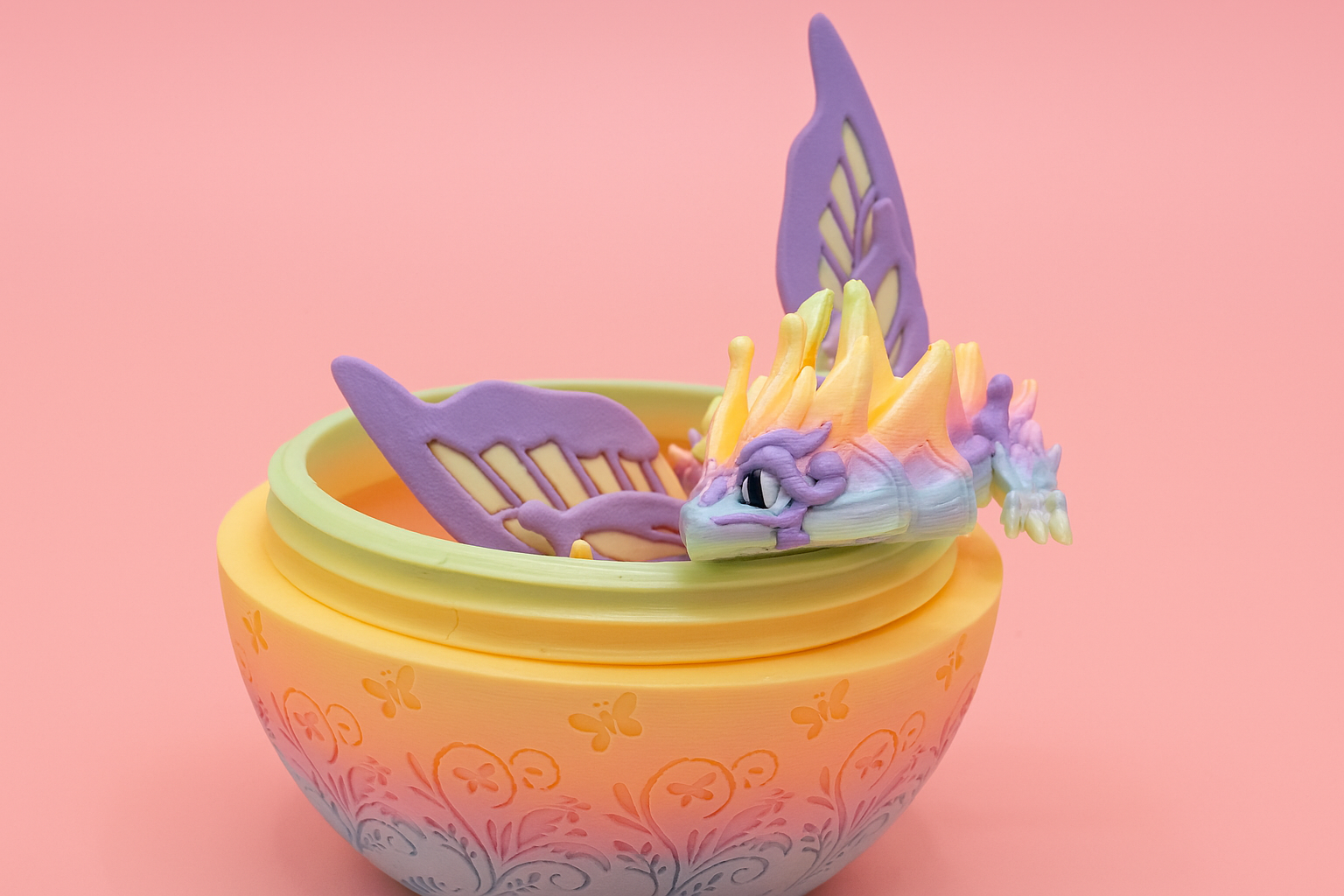 Enchanted Articulated Butterfly Dragon with Embossed Hatching Egg | Unique 3D Printed Desk Decor - MR SOFT ART STORE