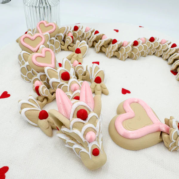 Sugar Cookie Heart Dragon Articulating Figurine 12 inches - MR SOFT ART STORE