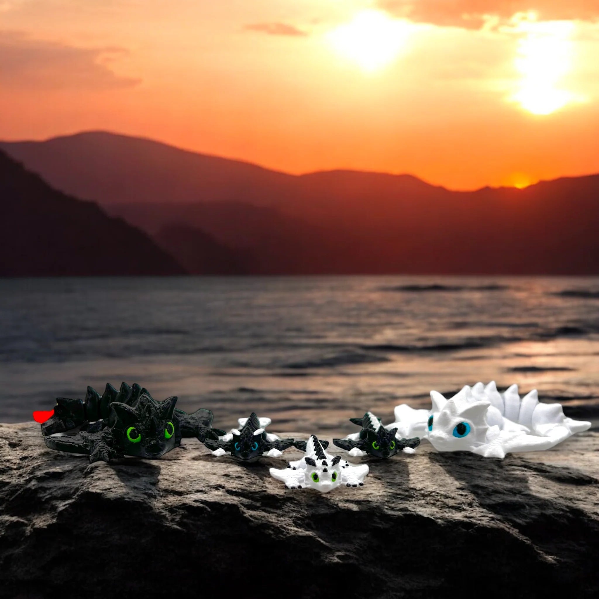 A Dragon Family's Sunset Sojourn - MR SOFT ART STORE