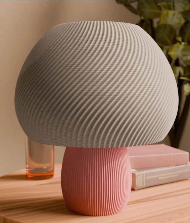 Rippled Pink Mushroom Twisted Lamp - MR SOFT ART STORE