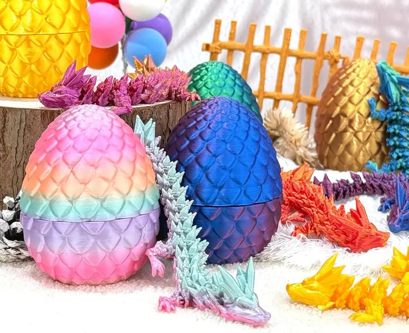6 Pcs 3D Printed Dragon Eggs with Dragon Inside Mystery Articulated Dragon Fidget Home Office Decor Executive Desk Gifts Unique Collectibles for Any Occasion - MR SOFT ART STORE