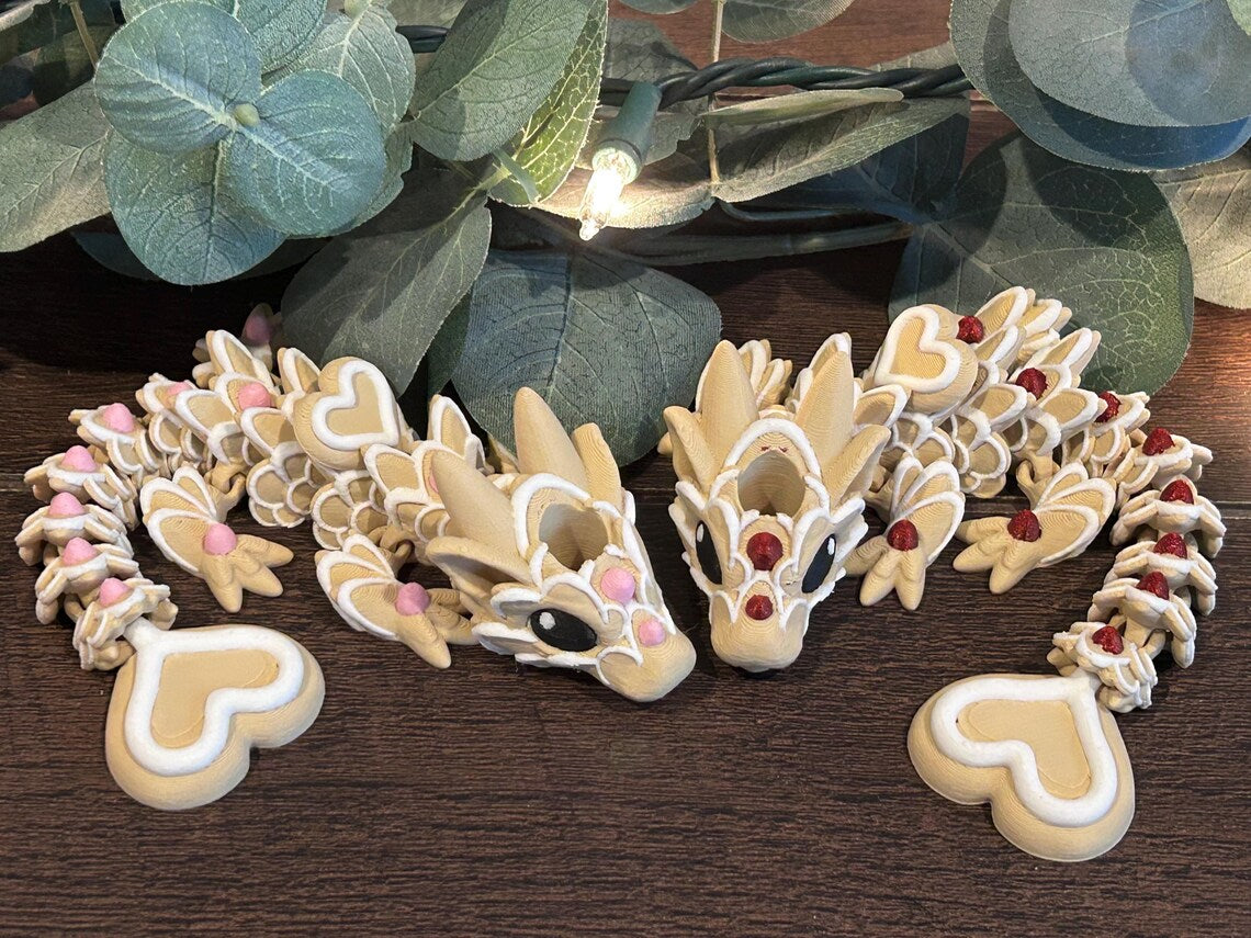 Heart Sugar Cookie Dragon  Straw topper. - MR SOFT ART STORE