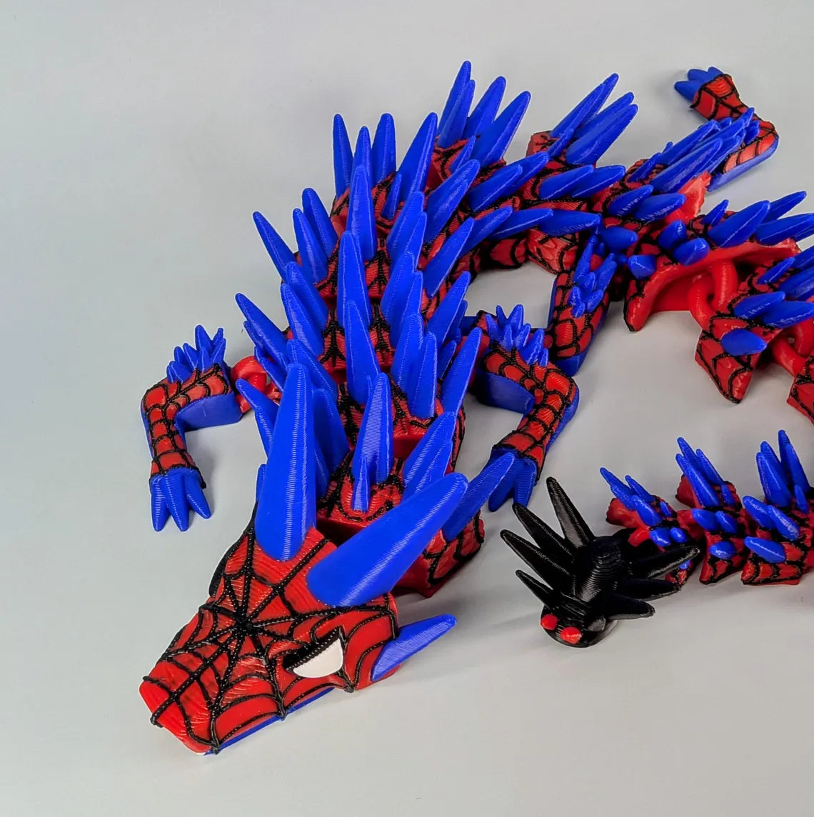 Super Spider Dragon! 3D Printed Articulated Red, Black and Blue Hero - MR SOFT ART STORE