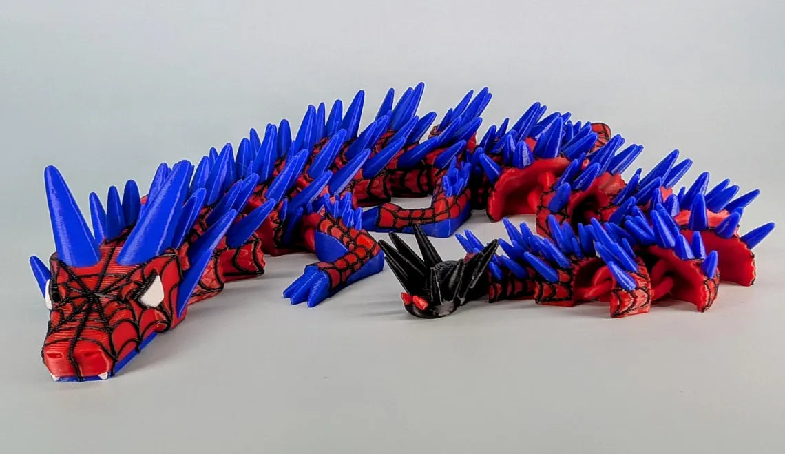 Super Spider Dragon! 3D Printed Articulated Red, Black and Blue Hero - MR SOFT ART STORE