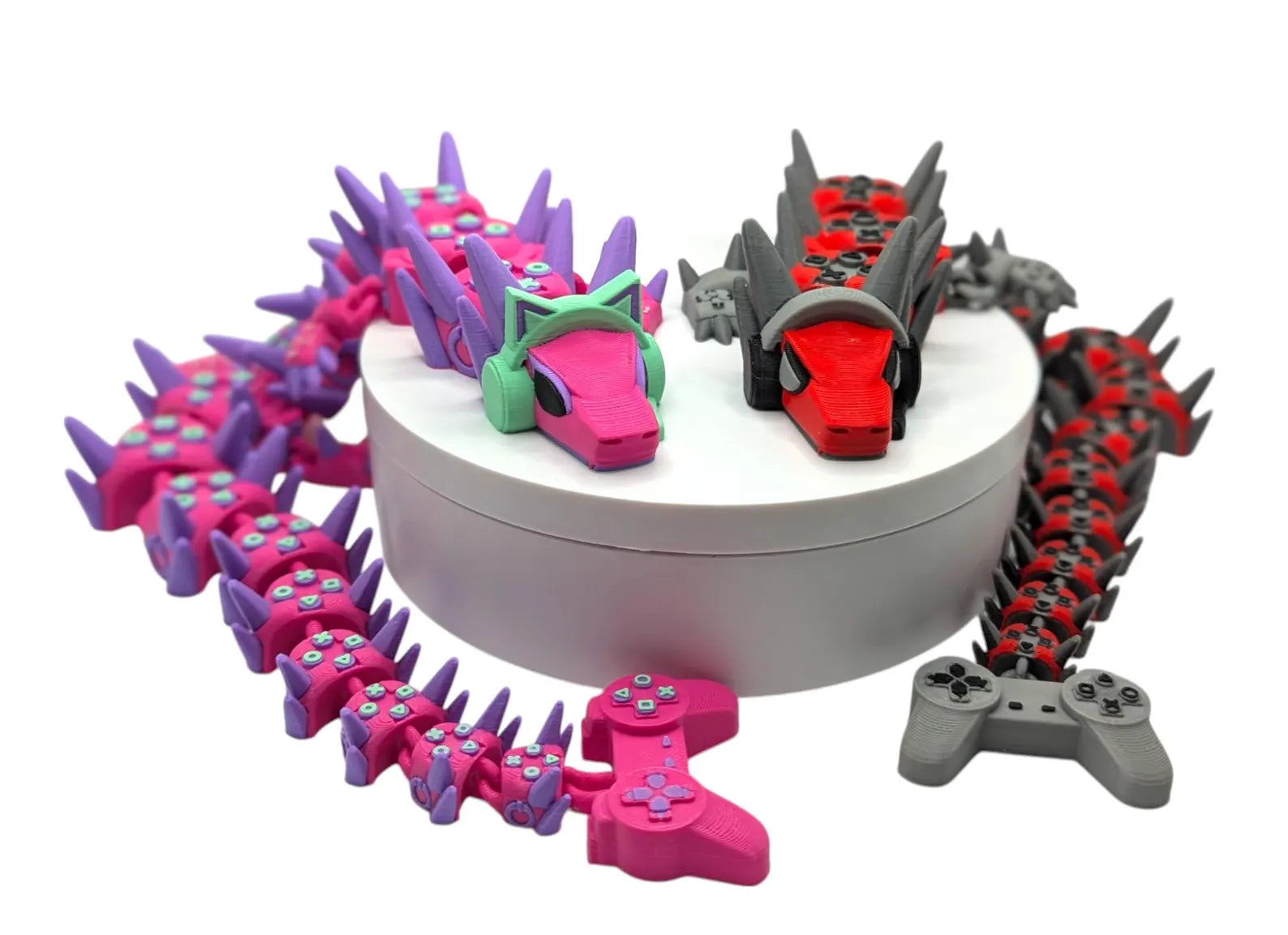 Vibrant Articulated Dragon with Gaming Motif - Flexible Collectible - MR SOFT ART STORE