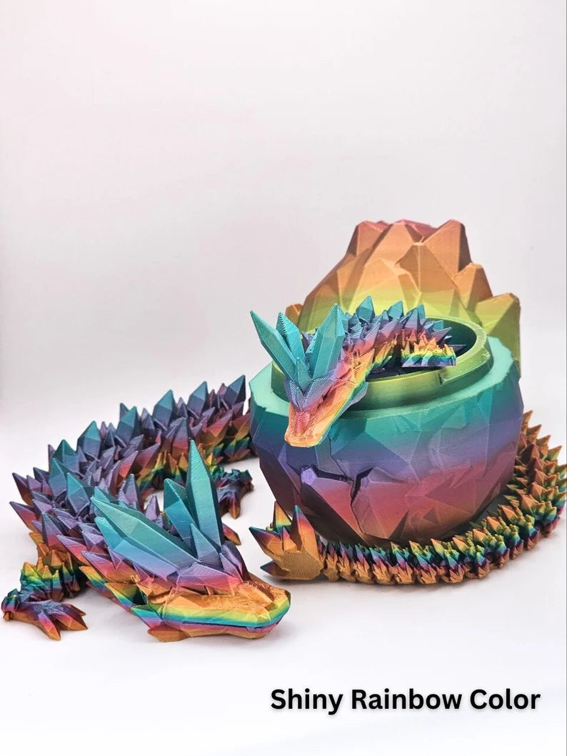 Crystal Dragon, Dragon Egg, Articulated Dragon Figurine, Toddler Room Decor, Dragon Toy - MR SOFT ART STORE