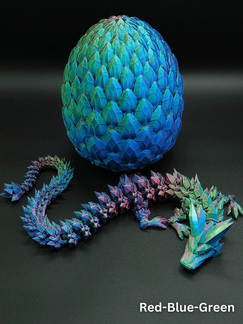 Crystal Dragon, Dragon Egg, Articulated Dragon Figurine, Toddler Room Decor, Dragon Toy - MR SOFT ART STORE