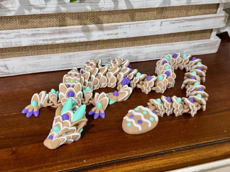 Easter Cookie Dragon, Articulated Dragon, 3D Printed Dragon - MR SOFT ART STORE