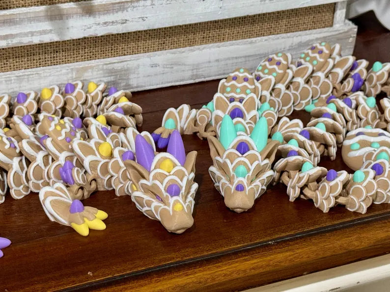 Easter Cookie Dragon, Articulated Dragon, 3D Printed Dragon - MR SOFT ART STORE