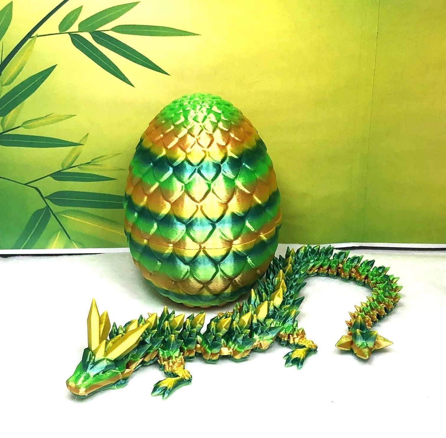 Dragon with Egg, Articulated Green Crystal Fidget Dragon Toy - MR SOFT ART STORE