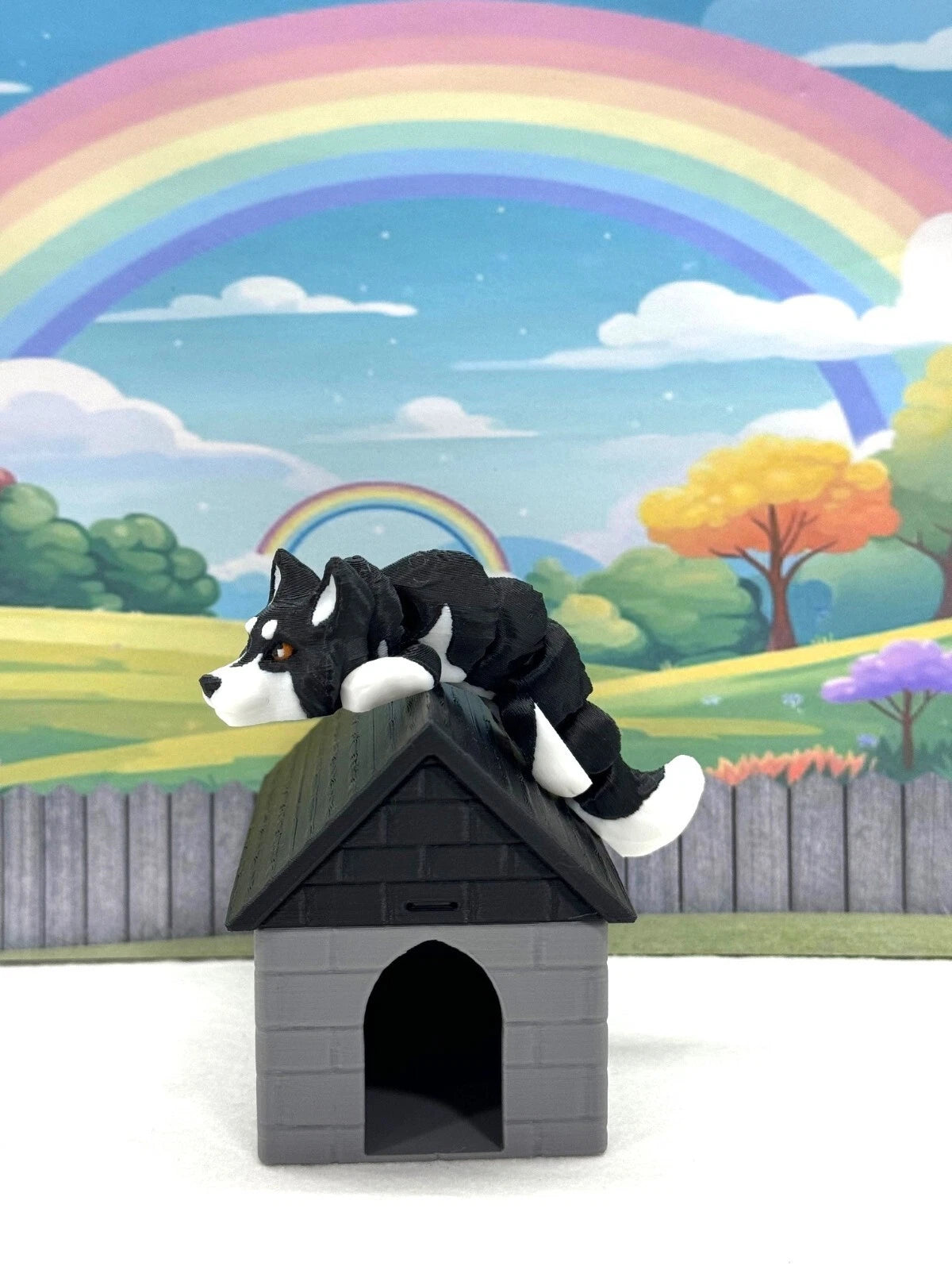 Adorable 3D Printed Husky Puppy & Dog House Toy Set - Perfect Pet Lover Gift! 3.5