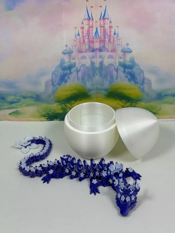 Dragon with Egg, Articulated Blue-White Crystal Fidget Dragon Toy - MR SOFT ART STORE
