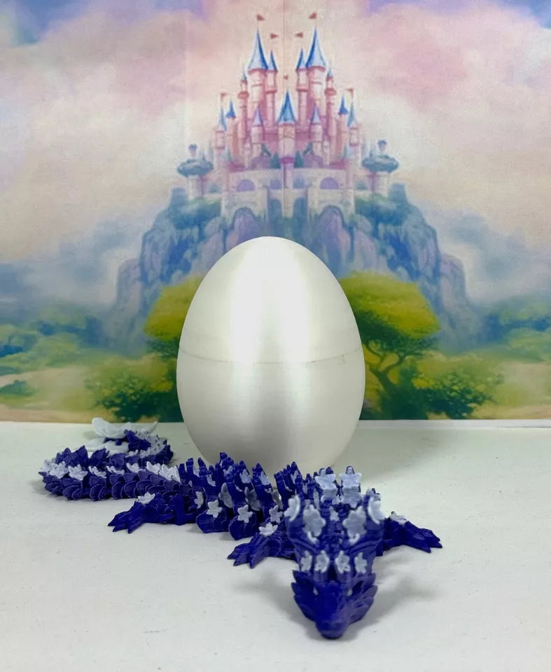 Dragon with Egg, Articulated Blue-White Crystal Fidget Dragon Toy - MR SOFT ART STORE