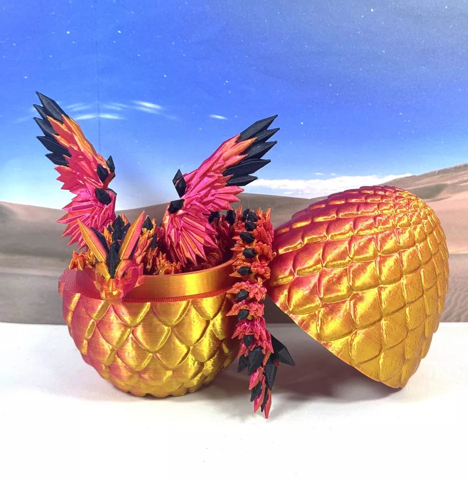 Crystal Winged Dragon with Egg 3D Printed Articulated Crystal Winged Dragon Toy - MR SOFT ART STORE