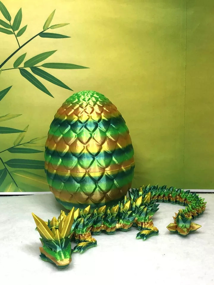 Dragon with Egg, Articulated Green Crystal Fidget Dragon Toy - MR SOFT ART STORE