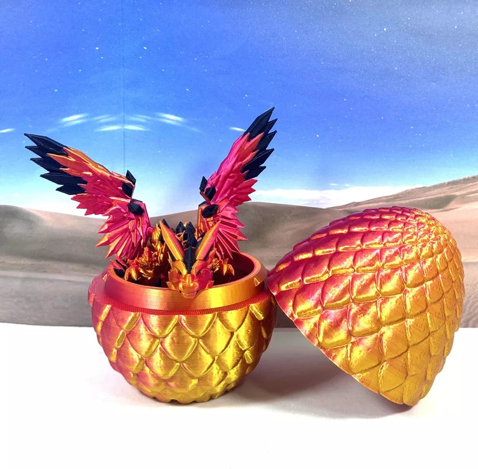 Crystal Winged Dragon with Egg 3D Printed Articulated Crystal Winged Dragon Toy - MR SOFT ART STORE